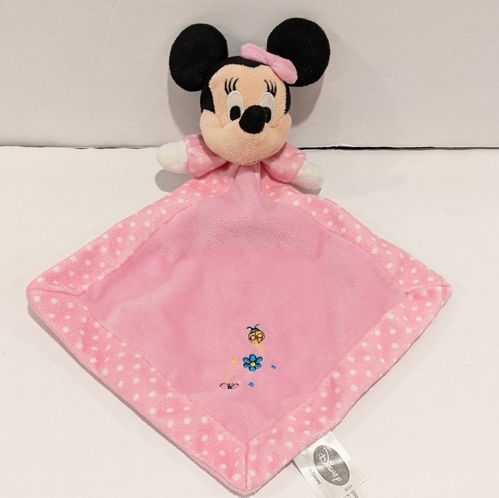 Disney Minnie Mouse Pink Security Blanket Baby Lovey Polka Dot